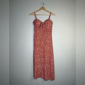 A.U.W. floral button-front dress in terracotta/red